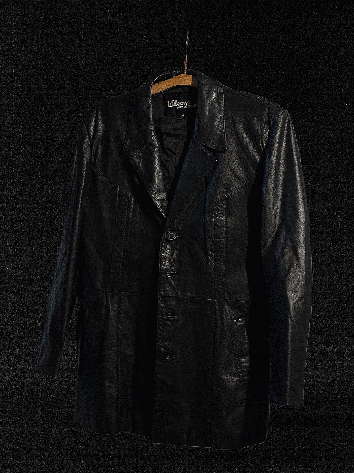 Black Genuine Leather Coat -M- PODZIM/ZIMA 2025