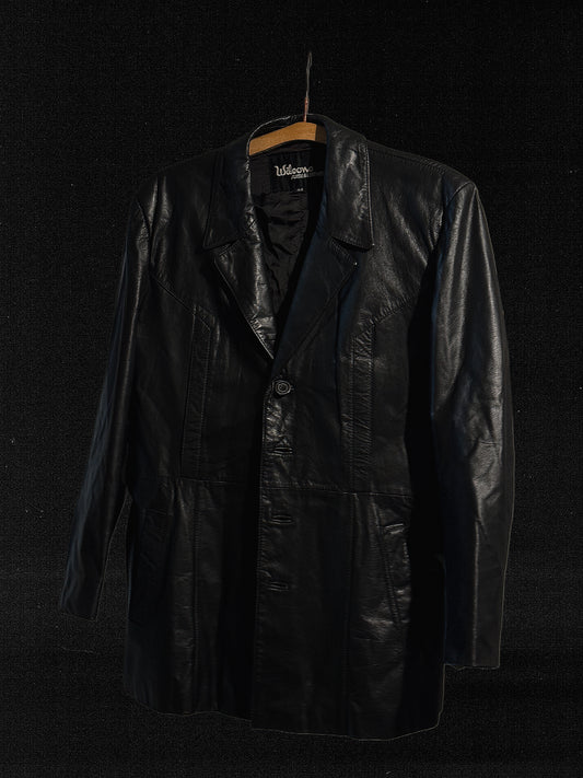 Black Genuine Leather Coat -M- PODZIM/ZIMA 2025